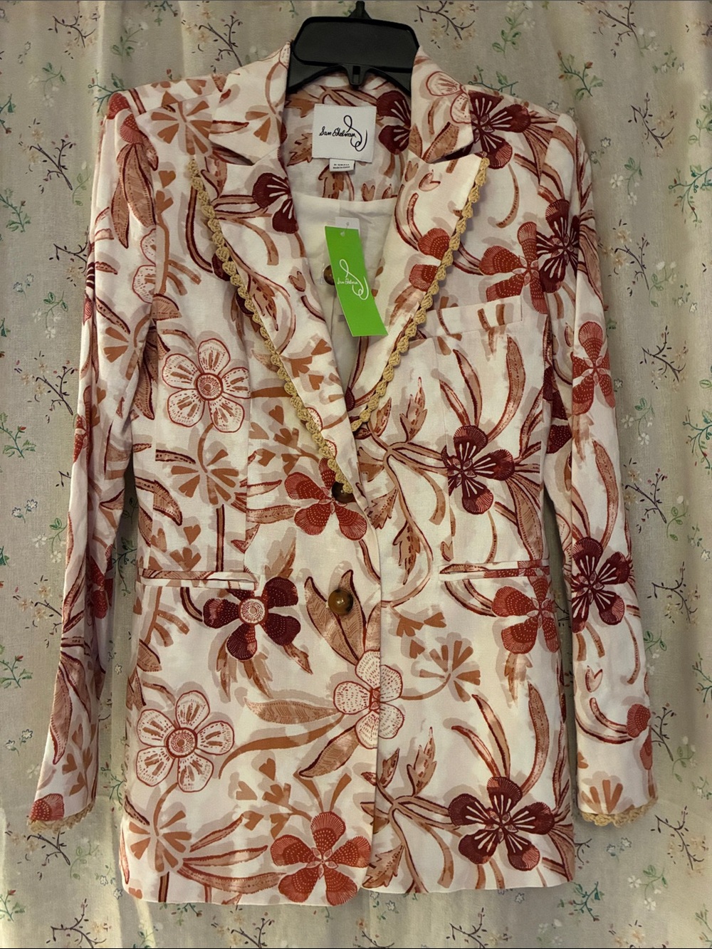 NWT Sam Edelman Floral Blazer in Ivory, Rust & Tan XS
